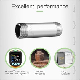 Horiznext stainless steel 304 pipe nipple npt 3/4 male threaded cast fitting, 4 inches length tube sleeve extension connector, schedule 40 conduit hose adapter