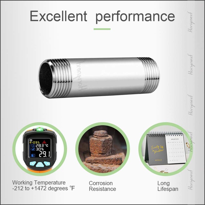 Horiznext stainless steel 304 pipe nipple npt 3/4 male threaded