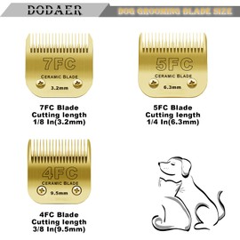 7FC/5FC/4FC Detachable Pet Dog Grooming Clipper Ceramic Blades Set,Compatible with Andis,Oster A5,Wahl KM10 Series Clippers,3 Pack,Gold
