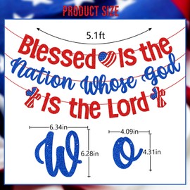 4th of July Decorations for Church, Blessed Is The Nation Whose God Is The Lord, July Church Patriotic Decor, Independence Day Banner for Christian School, Memorial day Decor