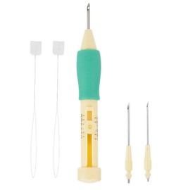 Embroidery Pen, Embroidery Needle Punch Kit DIY Craft Tool with 3 Sizes Multifunction Needles Punch Needles Punch Needle Pen Set (Yellow and Green)