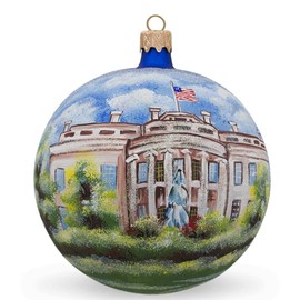 BestPysanky White House, Washington DC Glass Ball Christmas Ornament 4 Inches