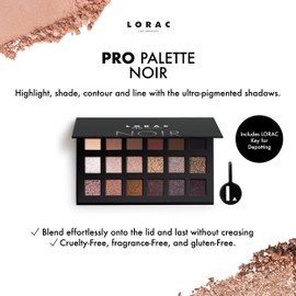 LORAC PRO Matte & Shimmer Eyeshadow Palette, Noir | Glitter | Mirror Compact | Cruelty Free, Gluten Free, Vegan