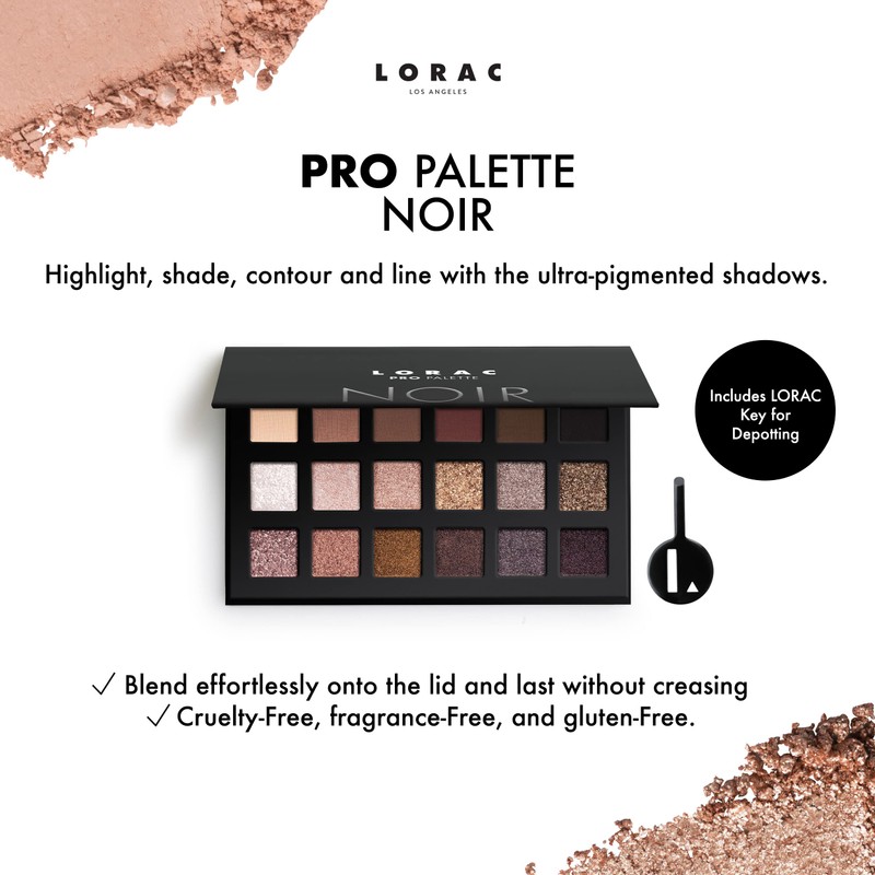 LORAC PRO Matte & Shimmer Eyeshadow Palette, Noir | Glitter