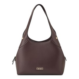 Nine West Women's Eamon Triple Compartment Shoulder Bag, Designer, Trend, Raisin, Medium