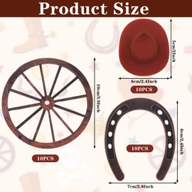 30 Pcs Western Themed Party Supplies Include Mini Cowboy Hats Horseshoes and Wagon Wheel Retro Cowboy Table Centerpieces for Wedding Birthday Christmas Cowgirl Party Decorations Miniature DIY Crafts
