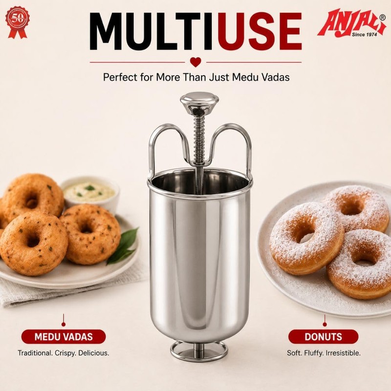 Anjali Medu Vada/Doughnut Donut Maker, Stainless Steel