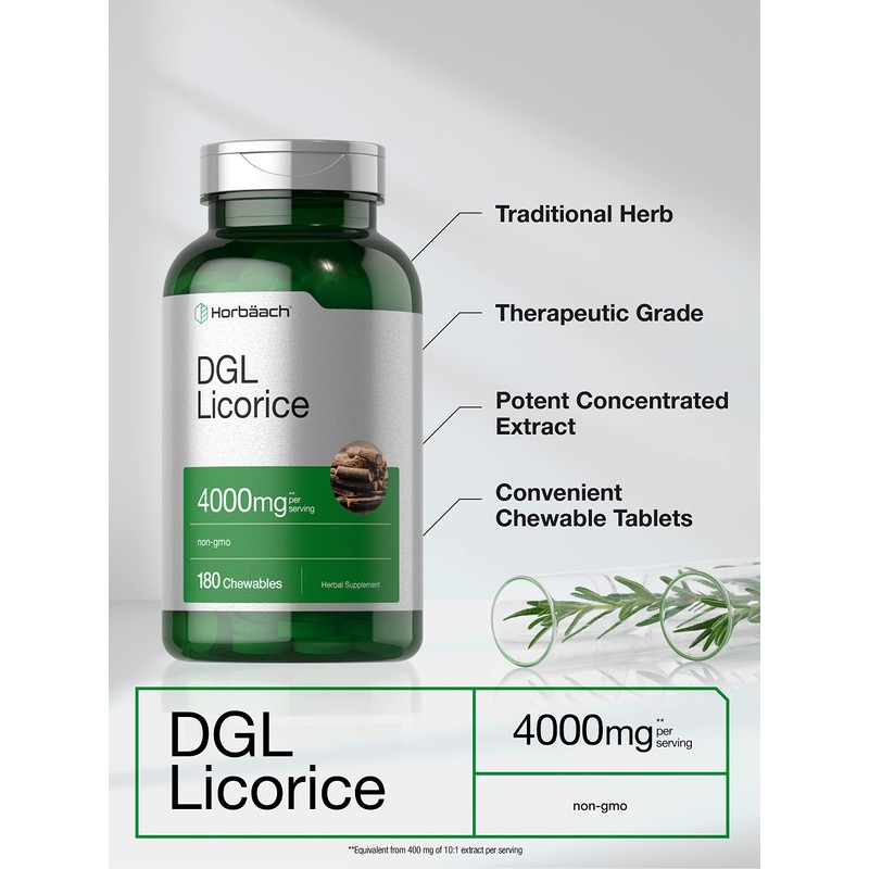 Horbäach DGL Licorice Chewable Tablets | 4000mg | 180 Count