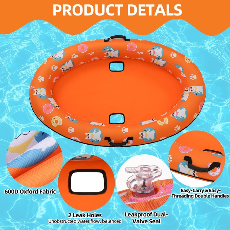 PUPTECK Dog Pool Float, Inflatable Dogs Raft for Pool with