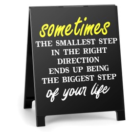 The Smallest Step Being The Biggest Step Of Your Life Inspirational Office Decor Positive Desk Decor Motivational Plaque Desk Sign for Office Table Shelf Coworker Gift for Birthday White Elephant Gift