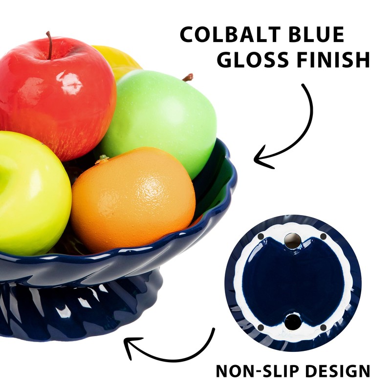 Nattol 9.5-Inch Ceramic Fruits Bowl, Decorative Serving Plate, Centerpiece Fruits