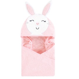 Hudson Baby Unisex Baby Animal Face Hooded Towel, Pink Bunny 1-Pack, One Size
