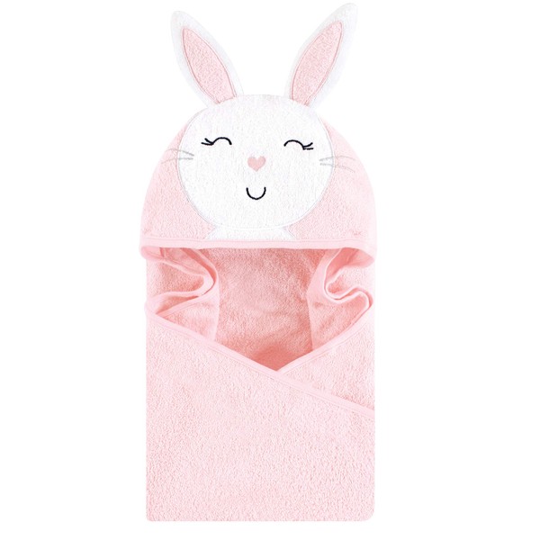 Hudson Baby Unisex Baby Animal Face Hooded Towel, Pink Bunny 1-Pack, One Size