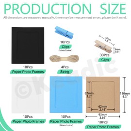 Keadic 84PCS 4 Inches Paper Picture Frames 4 Colors Cardboard Photo Frame with Wooden Clips and Strings Photo Display Banner for Home Office Wedding Party Decor