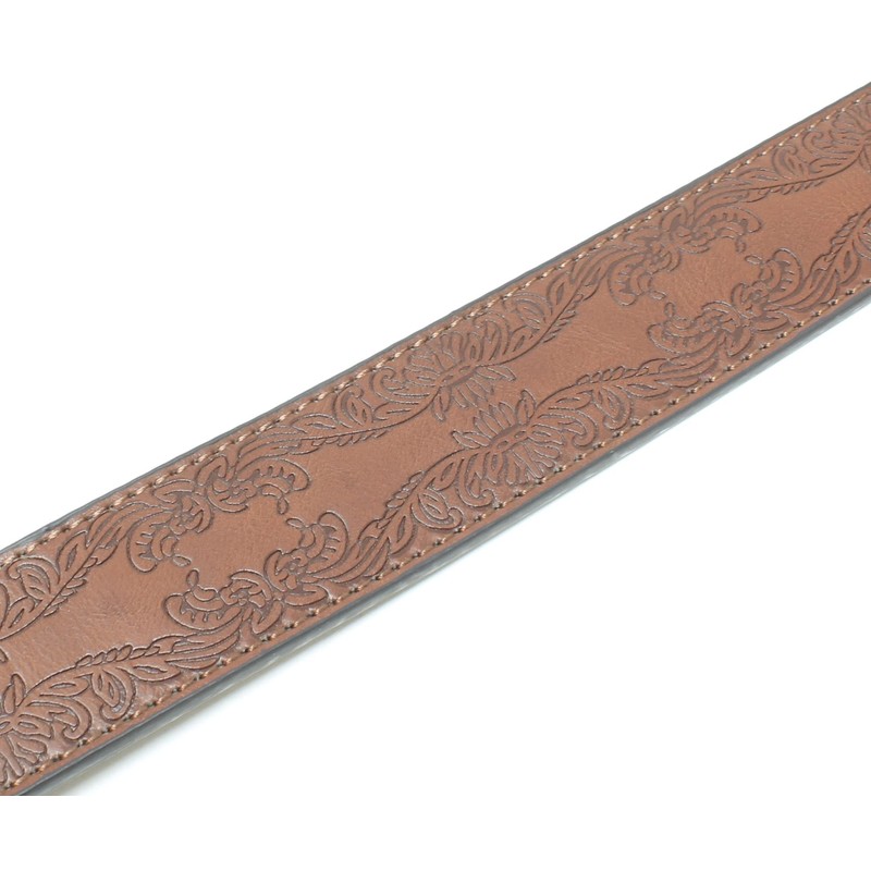 BC Belts Leather Belt Strap with Tooled Western Floral Leaf