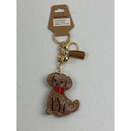 Unbranded Dog keychain Sparkly Accessory Tassel Bells Bling Cute Dog Charm Pet Lover