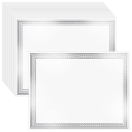 100 Count Certificate Paper 8.5 x 11 for Printing,Blank Silver Foil Border,Award Certificate Paper for Business,Graduation Diploma,School and Achievement (White)
