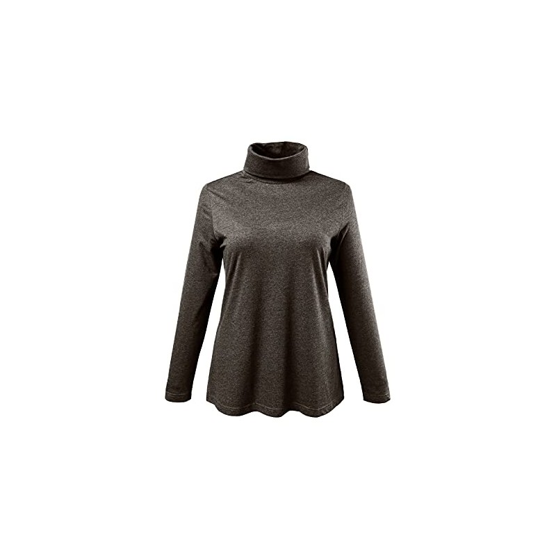 Ulla Popken Damen Basic-shirtrolli Rollkragenpullover, Anthrazit Melange, 50-52 EU