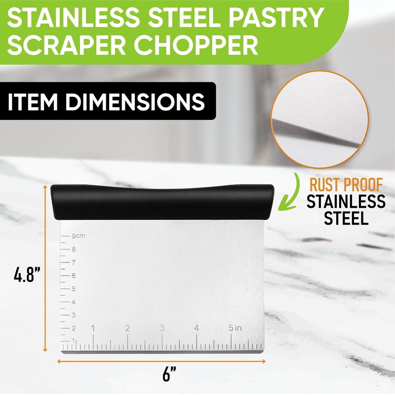 Spring Chef Dough Bench Scraper for Baking with Markings -
