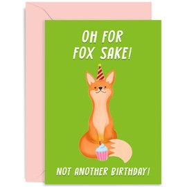 Old English Co. For Fox Sake Funny Birthday Card for Him or Her - Cute Fox Card Design - Joke Birthday Card for Friend | Blank Inside with Envelope