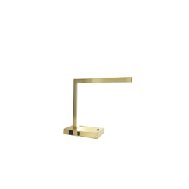 S H Lighting L-Shape LED Desk Lamp, with USB Port + Power Outlet, 14" H (Gold)