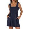 Caracilia Women's Summer Casual Smocked Rompers Square Neck Sleeveless Loose