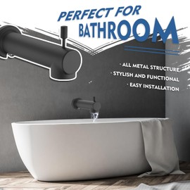 YASINU Slip on Extra Long Tub Spout with Diverter Universal Tub Diverter Spout for 1/2" Copper Water Pipe, Matte Black