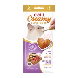 Catit Creamy Superfood Lickable Cat Treat – Hydrating and Healthy Treat for Cats of All Ages - Lamb with Quinoa & Chia, 4-Pack