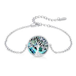 Cuoka S925 Sterling Silver Tree of Life Bracelet with Abalone Inlay Meaningful Family Tree Jewelry for Women Gift for Special Occasions to Celebrate Love and Connection for Christmas Valentine's Day Mother's Day