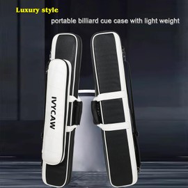 ivycaw Pool Cue Case 4x8, Pool Stick Case Holds 4 Sticks with Accessory Zipper Pockets, PU Leather Pool Cue Carry Bag with Shoulder Strap Handle, Soft Billiard Cue Backpack for Men and Women