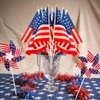 SerpizePaty 24Pcs Patriotic Pinwheels Small American Flags on Stick Kit