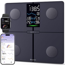 Ovutek Smart Scale for Body Weight, Professional Digital Bathroom Scale Large Display, BMI, Body Fat, Muscle Mass, High Accurate Body Composition Machine with Fitness App (Dark Black)