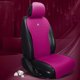 Red Rain Universal Seat Covers for Cars Leather Seat Cover with Crown Rose Pink Auto Seat Cushion Covers 2/3 Covered 11PCS Fit Car/Auto/Truck/SUV (A-Rose Pink)