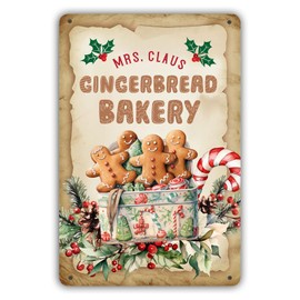 Vintage Christmas Bake Decor Mrs Claus' Gingerbread Bakery Metal Tin Signs Sign Funny Gingerbread Sign Christmas Party Sign Wall Decor 8x12 inch