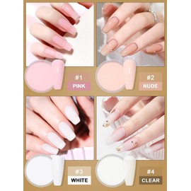 EBANKU 21 PCS Acrylic Nail Kit - 4 Colors Acrylic Powder Set with Nail Glitter Nail Rhinestones Nail Polish Nail Brush Nail Forms Nail Art Supplies for Women Girls DIY Manicure