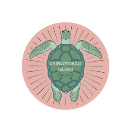 Die Cut Sticker Chincoteague, Virginia, Sea Turtle, Pink, Contour Vinyl Sticker 3 to 6 inches, (Waterproof Decal for Cars, Water Bottles, Laptops, Coolers), Large