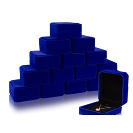 Glarks 12pcs Dark Blue Jewellery Gift Box Set Includes 9 x 9 x 3 cm Diamond Pattern Necklace Earring Bracelet Boxes with Pink Scissors and 1.5 x 225 cm White Polyester Ribbon