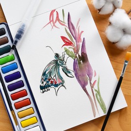 STATIONERY ISLAND Watercolour Paper Pad 300gsm A5 Water Colour Paper 50 Sheets Watercolor Sketchbook for Artist Student Kids Landscape Painting, Drawing and Sketching