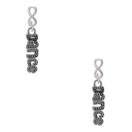 Delight Jewelry Silvertone Beaded ''Dance'' Silvertone Infinity Post Earrings