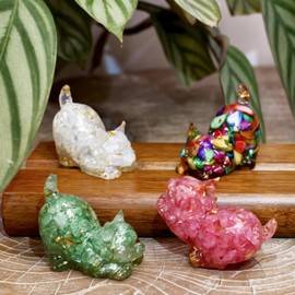 Lnzhauscia Cat Statue Home Decor Animal Sculpture Figurine Indoor Decoration Cute Streaching Cat 1.65" 6Pcs Office Decorative Ornament Crystal Carved Resin