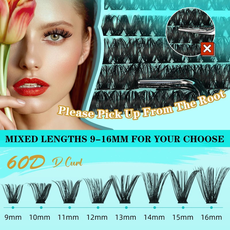 Lash Clusters Kit 240PCS Eyelash Extension D Curl Wispy Clusters