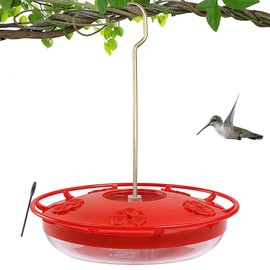 NEWCARLAB Hummingbird Feeders for Outdoors Hanging, 16 oz Wild Bird Feeder, 5 Feeding Ports, Built-in Ant Moat, Leak-Proof, Easy to Clean with Cleaning Brush