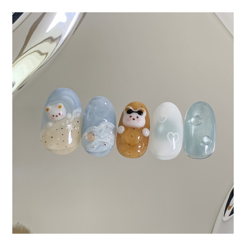 [Handmade Nail Tips] Vacationing by the sea Nail Tips -