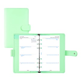 Filofax Saffiano Organizer, Personal Compact Size, Neo Mint - Cross-Grain, Leather-Look, Six Rings, Week-to-View Calendar Diary, Multilingual, 2022 (C028810-22)