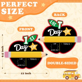 AmazingSpark First and Last Day of School Chalkboard, 11.8"x 9.5" Double Sided Back to School 1st Day Apple Sign for Kids Boys Girls Reusable Preschool Kindergarten Photo Props Sign