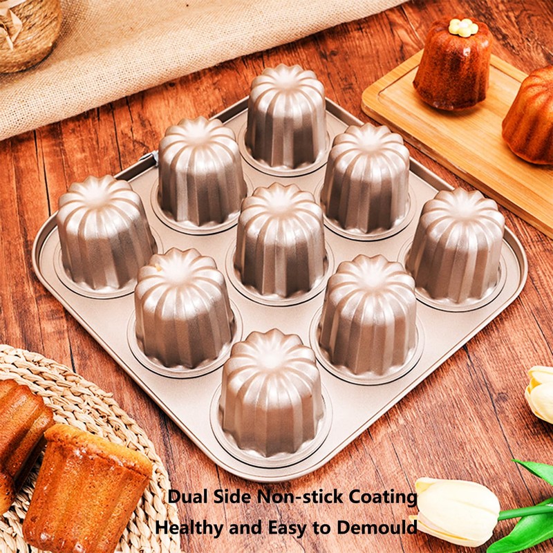 Cannele Baking Mould Carbon Steel Non-Stick Canneles Pan Gold