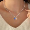 Tibond Silver Initial Necklace for Women Girls, Dainty Blue Heart