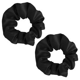 WLLHYF Pack of 2 Scrunchy Hair Bobbles Strong Elastic Black Headbands No Damage Ponytail Holder Fashion Beautiful Hair Accessories for Girls Women Teens (Black)