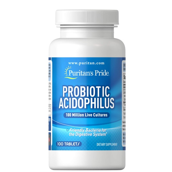Puritan's Pride Probiotic Acidophilus Tablets, White, 100 Count