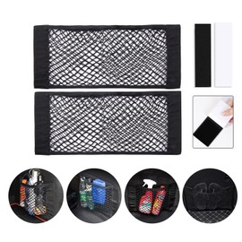Yharnamite 2 Pcs Universal Mesh Cargo Net, Stretchable Storage Net with Tape Stickers, Wall Sticker Organizer Pouch Bag, Car Trunk Storage Organizer Net for Car, SUV, RV (19.7 x 9.8inch)